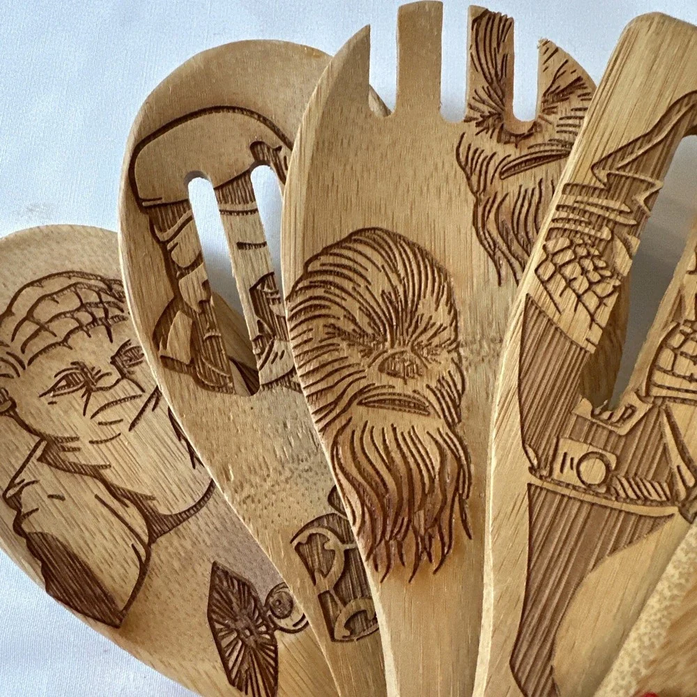 Hygnn 5 Piece Star Wars Bamboo Wooden‎ Cooking Utensils, Home Decor New